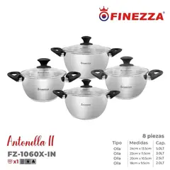 FINEZZA - SET DE OLLAS ACERO ANTONELLA INOXIDABLE FZ-1060X-IN