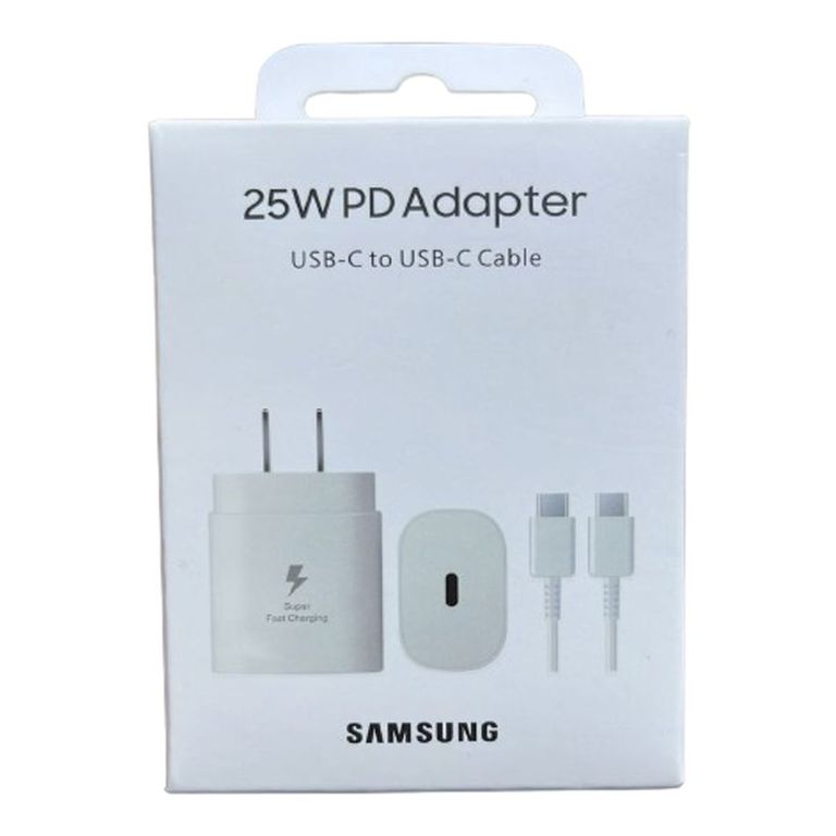 Cargador Adaptador 25W Cubo + Cable Usb C A C - Blanco