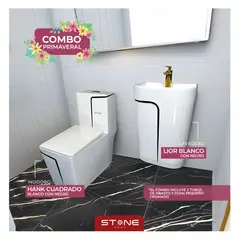 STONE - COMBO INODORO HANK CUADRADO- LAVADERO LIOR BLANCO