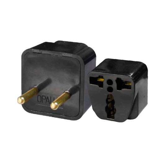 Adaptador Enchufe + Tierra a Espiga Redonda AP-6049B