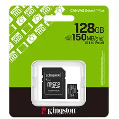 KINGSTON - Memoria Micro SD 128 GB Canvas Select Plus - Clase 10 UHS-I - 150MB/s -Celular -Tablet-
