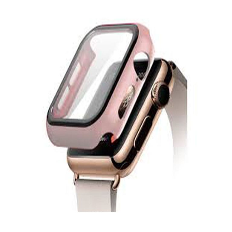 Funda Bumper con vidrio 44mm templado incorporado para applewatch rosa