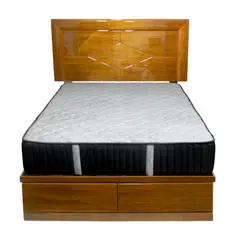 BARAKA HOME - Dormitorio Trento DR + Sabanera Zabid Brillante 2 Plz - Caramelo