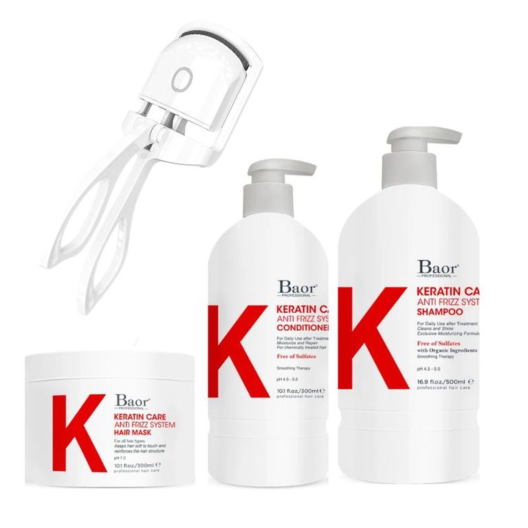 BAOR K - Pack Shampoo + Acondicionador + Mascarilla +Rizador Eléctrico