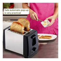 GENERICO - TOSTADOR DE PAN ELÉCTRICO DE ACERO INOXIDABLE DOS REBANADAS cocina
