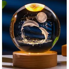 GENERICO - REGALO - LAMPARA 3D ESFERA DE CRISTAL 8CM LED CON CAJA PARA PILAS