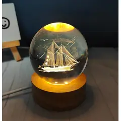 GENERICO - REGALO - LAMPARA 3D ESFERA DE CRISTAL 6CM LED CON CAJA PARA PILAS