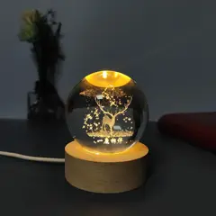 GENERICO - REGALO - LAMPARA 3D ESFERA DE CRISTAL 6CM LED CON CAJA PARA PILAS