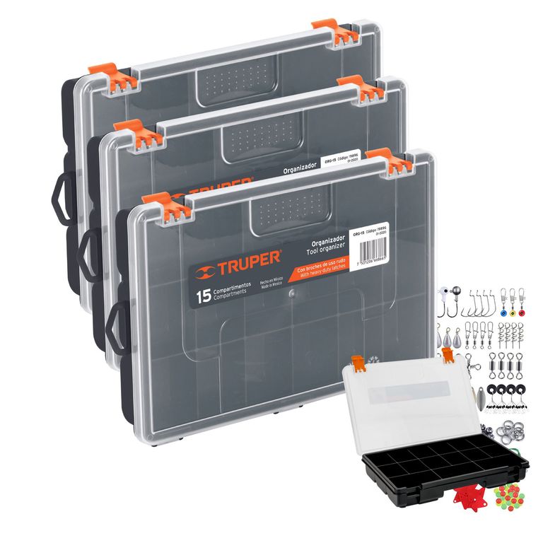 Caja de pesca caja de aparejo organizador de herramientas 3Pzas