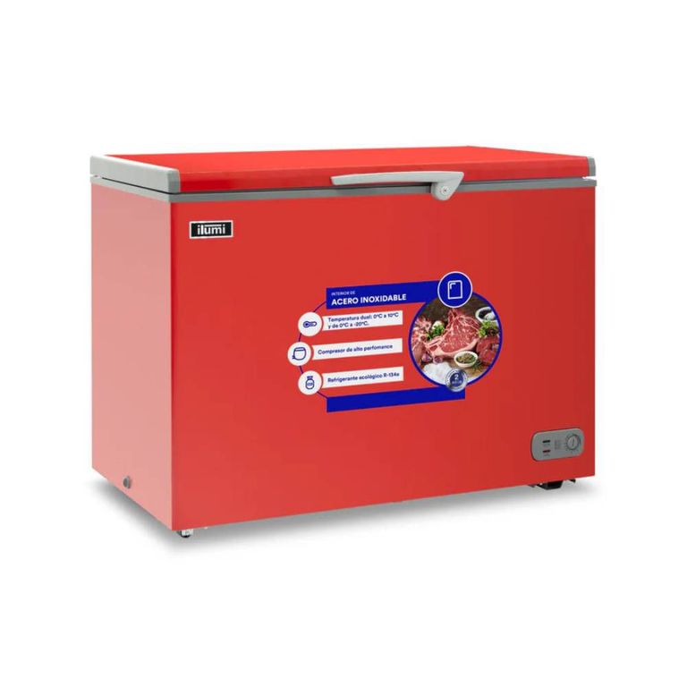 Congelador 340L con tina de Acero Inoxidable TFI-3400RE - ROJO