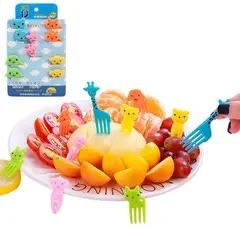 GENERICO - 10 Mini tenedores con adorno de animales kawaii