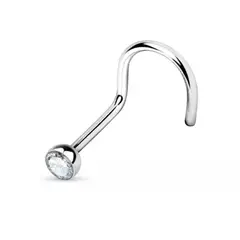 GENERICO - Set x 2 Piercings para nariz nostril ganchito con strass transparente