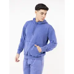 NEW YORK STARS - HPolera con capucha-Acid Wash-Azul