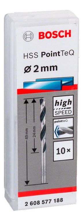 Broca Metal Hss Pointteq Cjax10 2.0Mm
