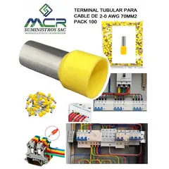 GENERICO - TERMINAL TUBULAR O CONECTOR PARA CABLES DE 2-0 AWG 70MM2 PACK100UND