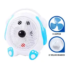 GENERICO - Ventilador Kawai de 2 Velocidades Modelo Audífono Celeste