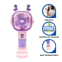 GENERICO - Ventilador de Mano Kawai Portátil Recargable Rosa