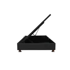 MUEBLES MACRUMO - Box Espacio Tarima reforzado 1.5 Plazas + Tela ALPHA (Negro)