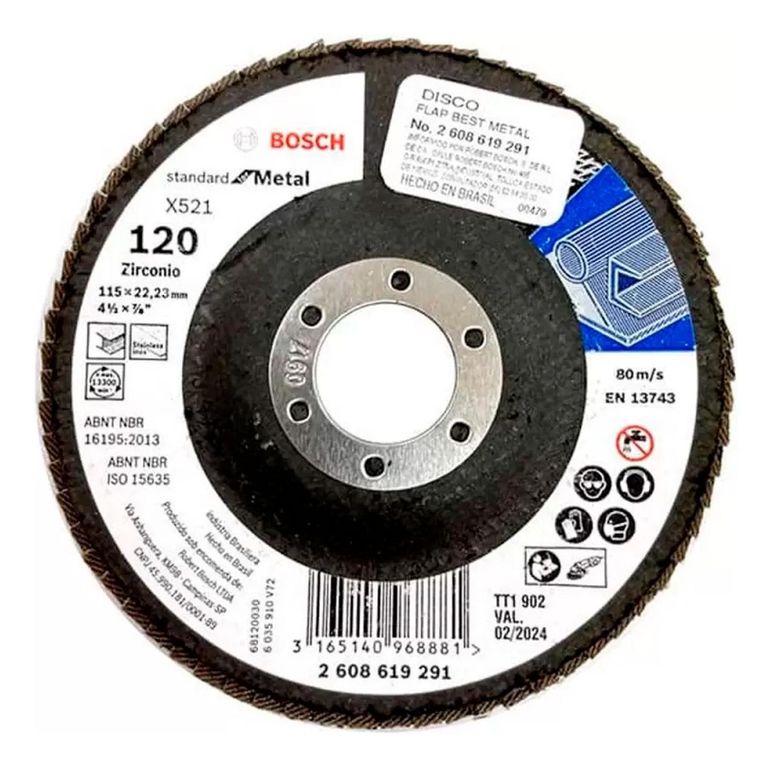 Disco Flap ECO Inox Metal 115mm Gr120 Curvo Fibra