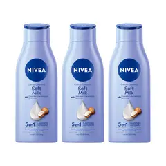 NIVEA - Crema Corporal Soft Milk Piel Seca - Frasco 400ml Pack x3