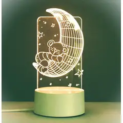 GENERICO - REGALO - LAMPARA 3D SIETE COLORES CON CAJA PARA PILAS Y CABLE USB