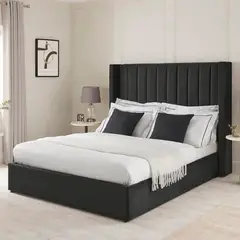 Cama Box Tarima + Cabecera Braz Negro Queen
