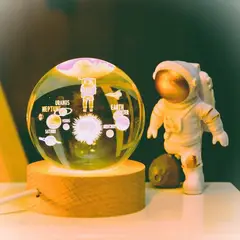 GENERICO - REGALO - LAMPARA 3D ESFERA DE CRISTAL 8CM LED CON CAJA PARA PILAS