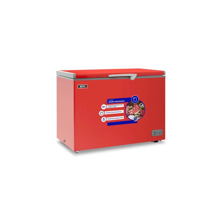 Congelador con tina de Acero Inoxidable de 340 litros - rojo