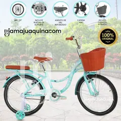 VELOX - Bicicleta Para Niña Aro 20 «LADY» con Canasta Turquesa
