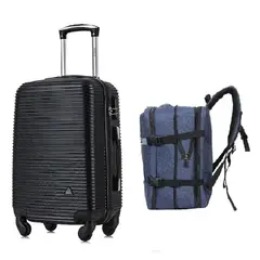 DUKAP - Maleta Cabinera Royal Negro y Mochila Viajera Indigo Azul