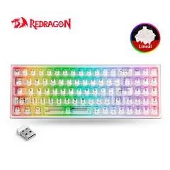 REDRAGON - Teclado Gamer Pollux mecanico Inalámbrico transparente RGB