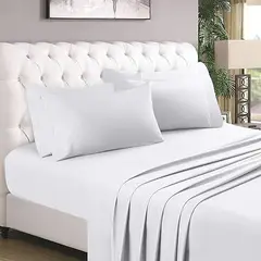 GENERICO - Sabanas De Algodón Bramante King Blanco