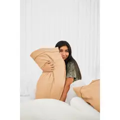 GENERICO - Sabanas De Algodón Bramante Queen Beige