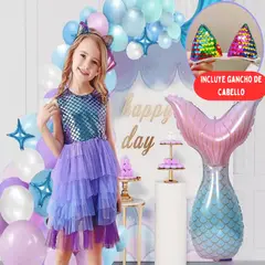 GENERICO - Vestido de Niña Sirena Fiesta + Ganchito