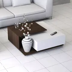 TU MESITA - Mesa de Centro Moderna Viviana color BlancoMarrón