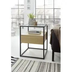 TU MESITA - Mesa Lateral tipo Industrial Benfica color Duna