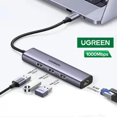 UGREEN - Adaptador Usb 3.1 tipo C a Rj45 1,000 MBPS + HUB 3 x USB 3.0