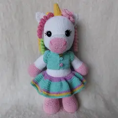 GENERICO - Unicornio amigurumi 31cm - Adorno Peluche