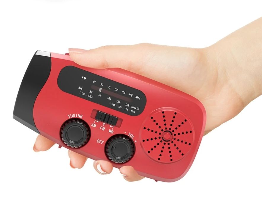 Radio multifuncional con manivela Rojo