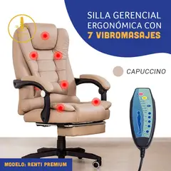 GENERICO - Silla Ergonómica Gerencial con Reclinación- 7 Masajes color capuccino
