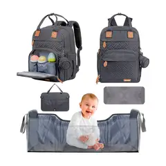 GENERICO - Mochila para bebé con cambiador en gris oscuro