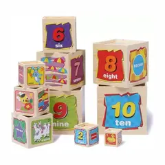 EDUCA - 10 Cubos Didácticos de Madera: Apila, Aprende y Juega