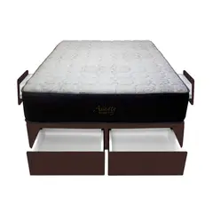 BARAKA HOME - Cama Pocket Vip + 4 Cajones 1.5 Plz + 1 almohada - Chocolate