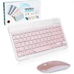 ITELSISTEM - Kit Teclado Recargable bluetooh + Mouse Pilas ultra delgado Pink