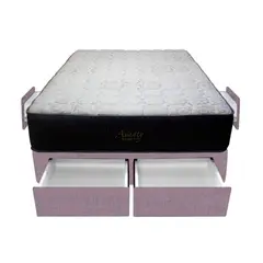 BARAKA HOME - Cama Pocket Vip + 4 Cajones 1.5 Plz + 1 almohada - Lila