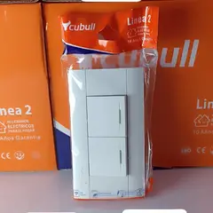 CUBULL - PACK X 10 UND : INTERRUPTOR DOBLE COLOR BLANCO MARCA A3-007
