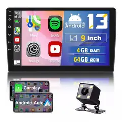 GENERICO - Autoradio 4+64GB Qled 9pulg Android 13 Carplay + Auto Inalámbrico