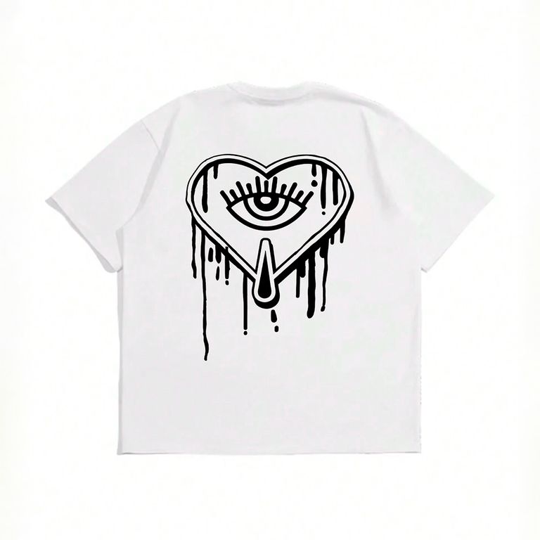 Polo Hombre Blanco Estampado Corazon