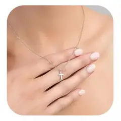 GENERICO - Collar Cruz Pequeño Religioso Joya Elegante Plata