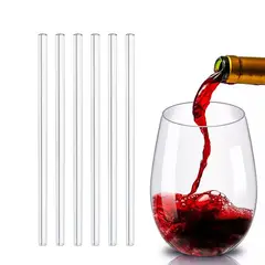 INSPIRA - Pack Set de 6 Vasos Copa sin Tallo + Juego de 6 Sorbetes de Vidrio